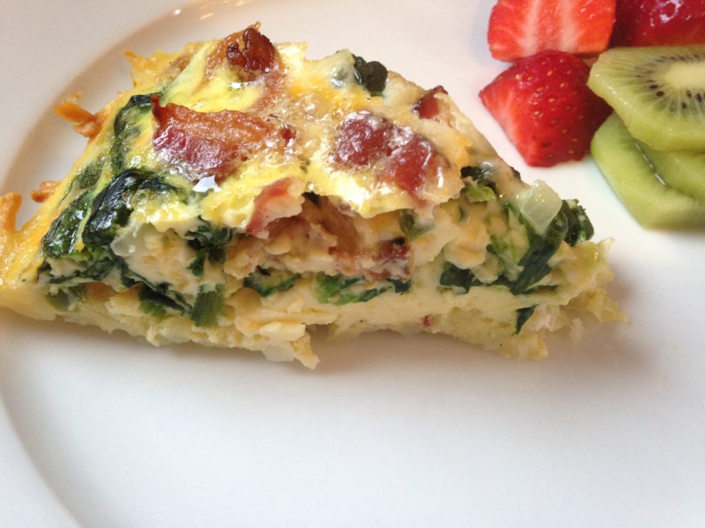 Spinach Bacon Quiche with Hashbrown Crust | The Gingham Apron