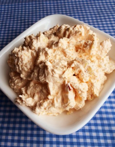 Old fashioned pineapple fluff with pimento cheese