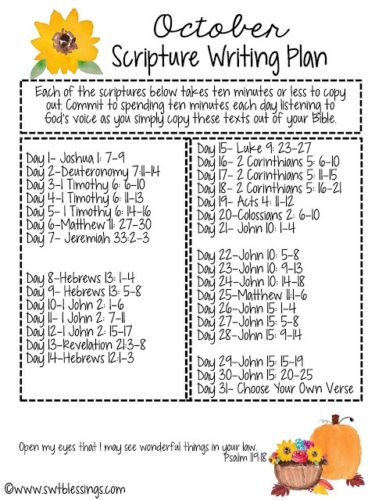 October Scripture Writing | The Gingham Apron