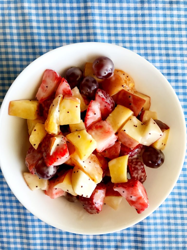 Fresh fruit salad with poppy seed dressing