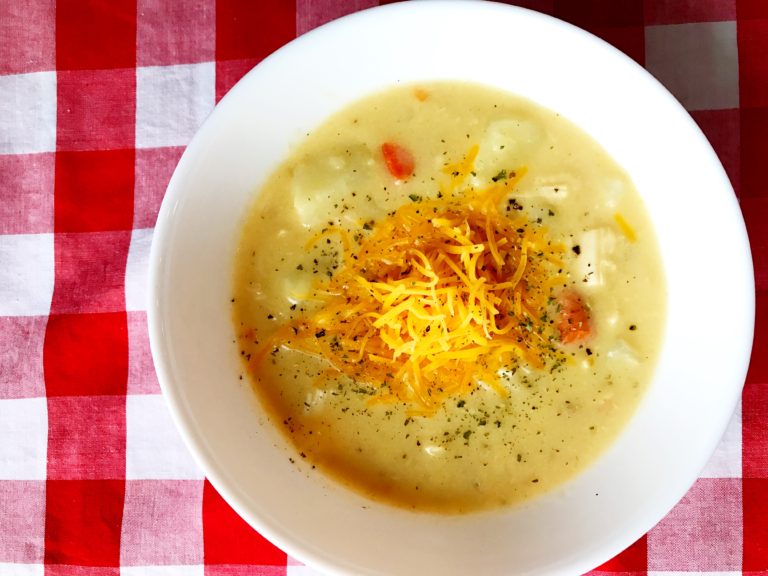 Cheesy Chicken And Potato Chowder The Gingham Apron 6239